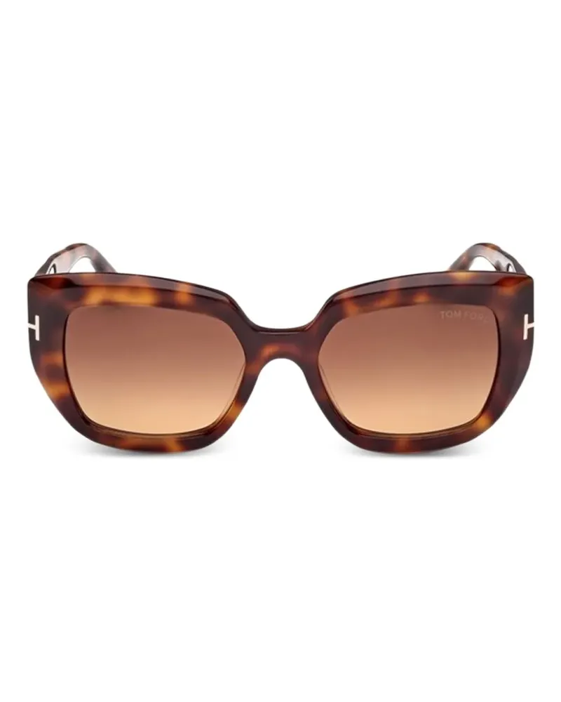 Tom Ford Runde Sonnenbrille in Schildpattoptik - Braun Braun