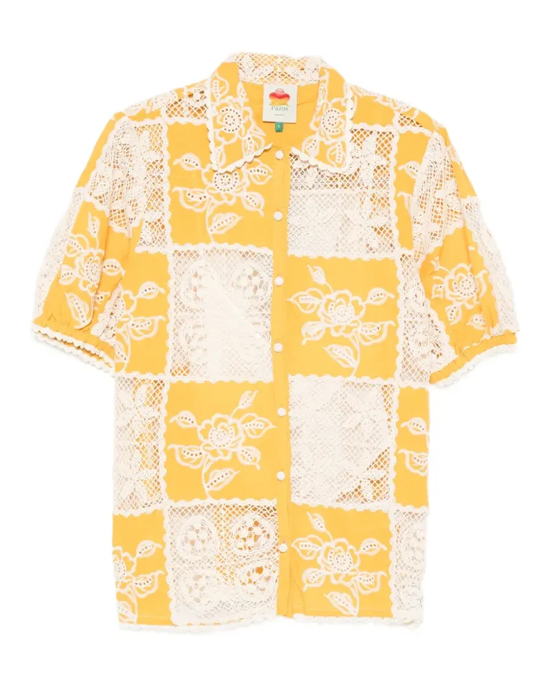 FARM Rio patchwork floral-embroidered shirt - Gelb Gelb