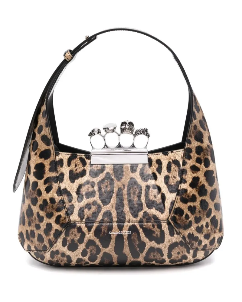 Alexander McQueen Jewelled Schultertasche mit Leoparden-Print - Nude Nude