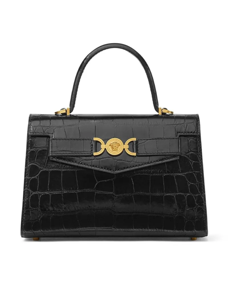 Versace Medusa `95 Handtasche mit Kroko-Effekt - Schwarz Schwarz