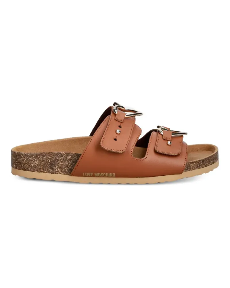 Moschino Pantoletten mit Herzschnalle - Braun Braun