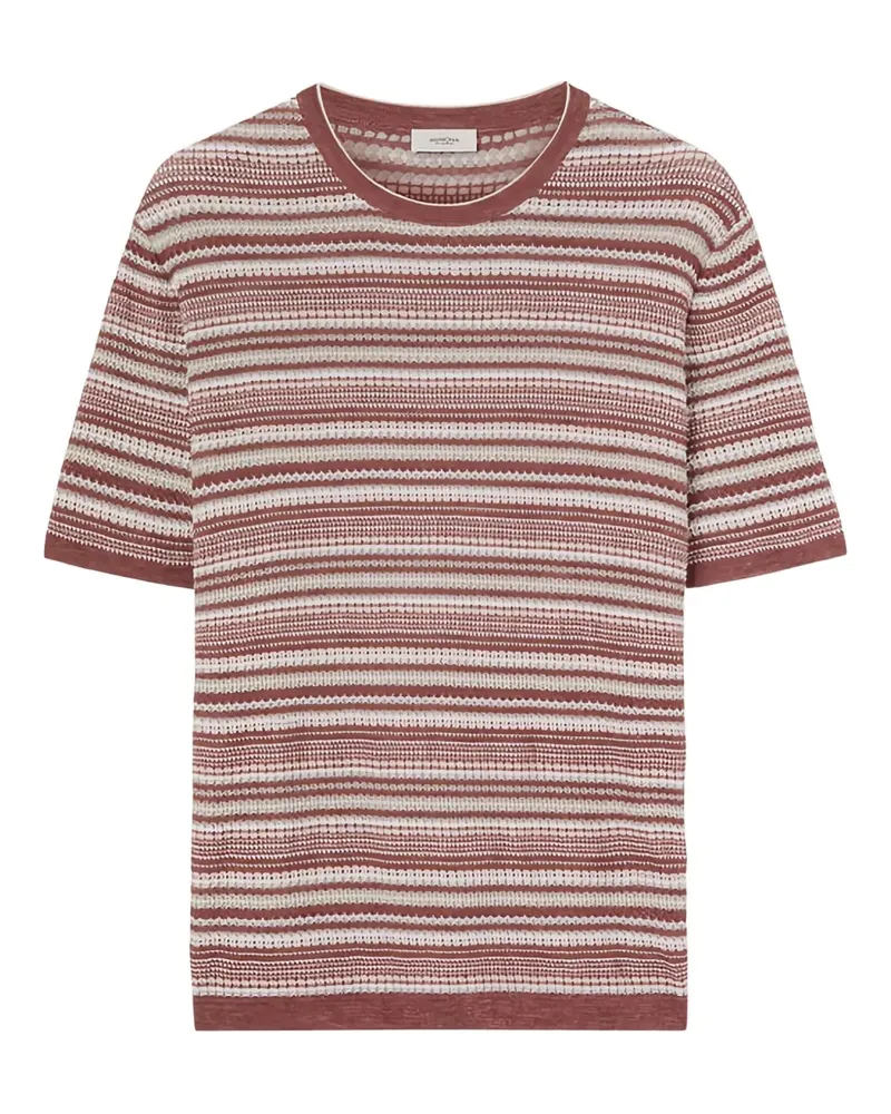 AGNONA Gestreiftes Linsee T-Shirt - Rot Rot