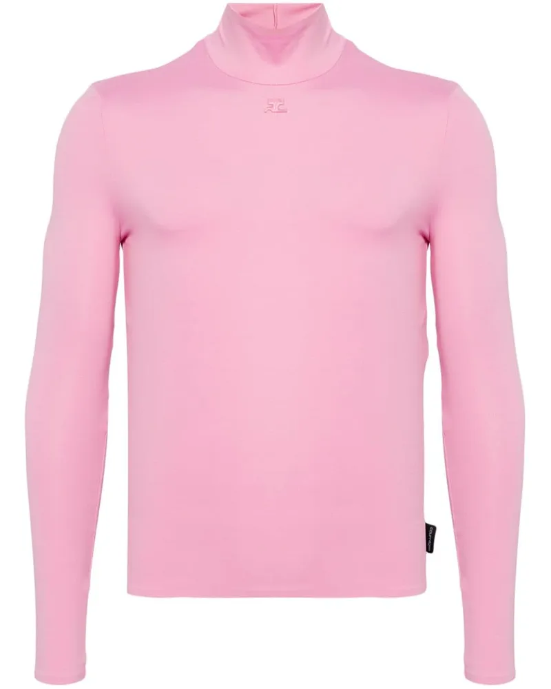 Courrèges Oberteil mit Logo-Applikation Rosa