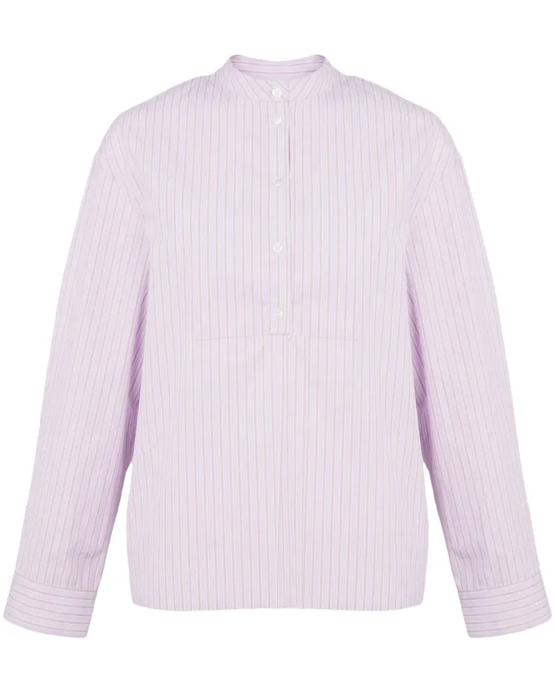 Yves Salomon Gestreifte Popeline-Bluse - Rosa Rosa