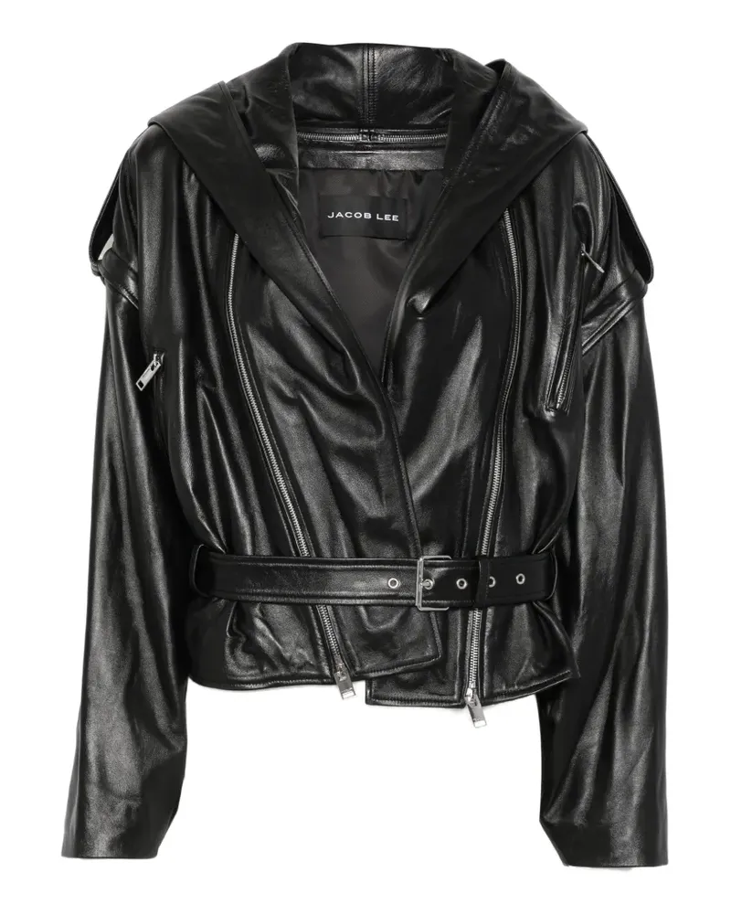 Jacob Lee Bikerjacke mit Kapuze - Schwarz Schwarz