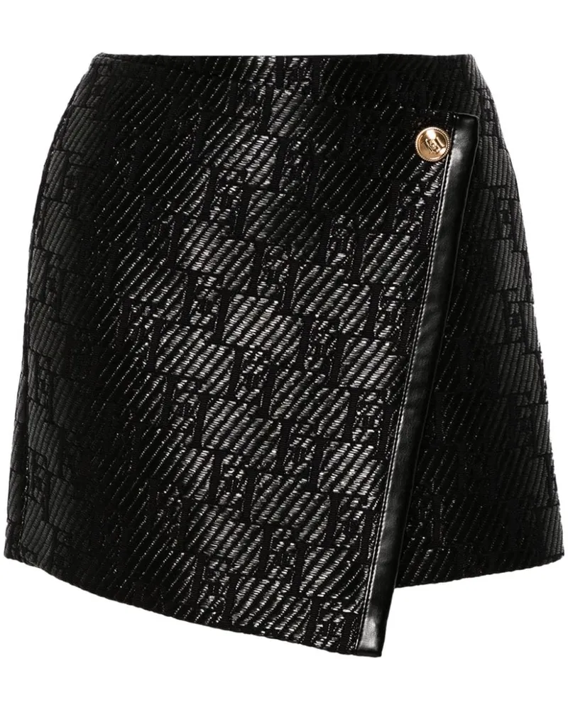 Elisabetta Franchi Gewickelter Jacquard-Minirock Schwarz