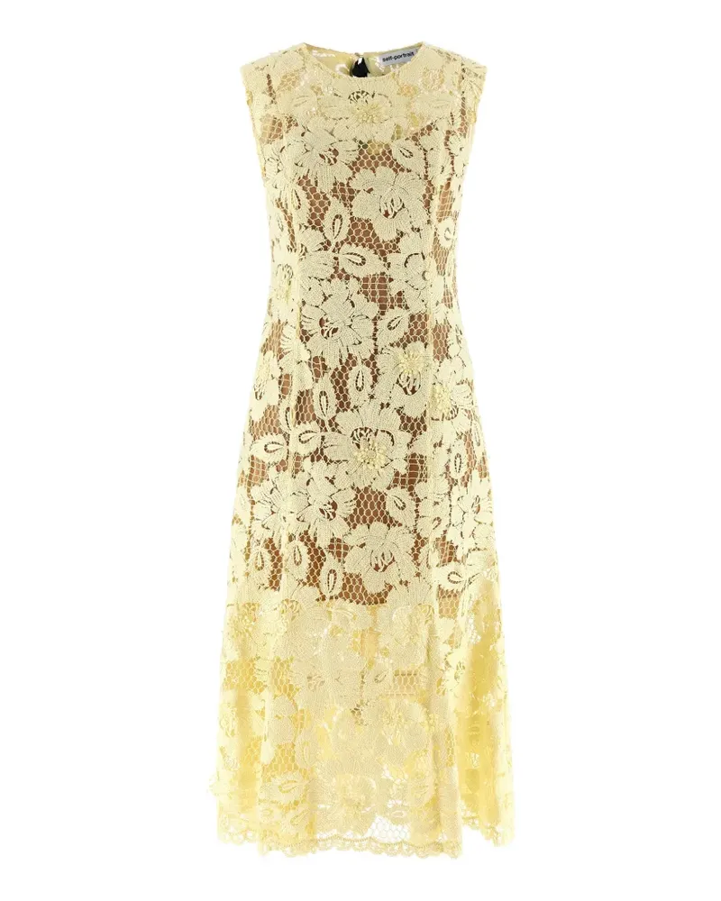 Self-Portrait crochet-lace midi dress - Gelb Gelb