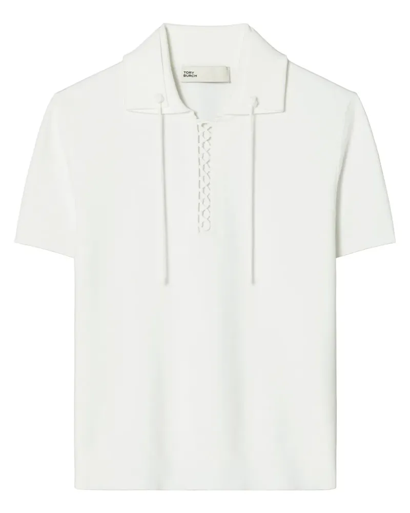 Tory Burch Poloshirt mit Schnürung - Weiß Weiß