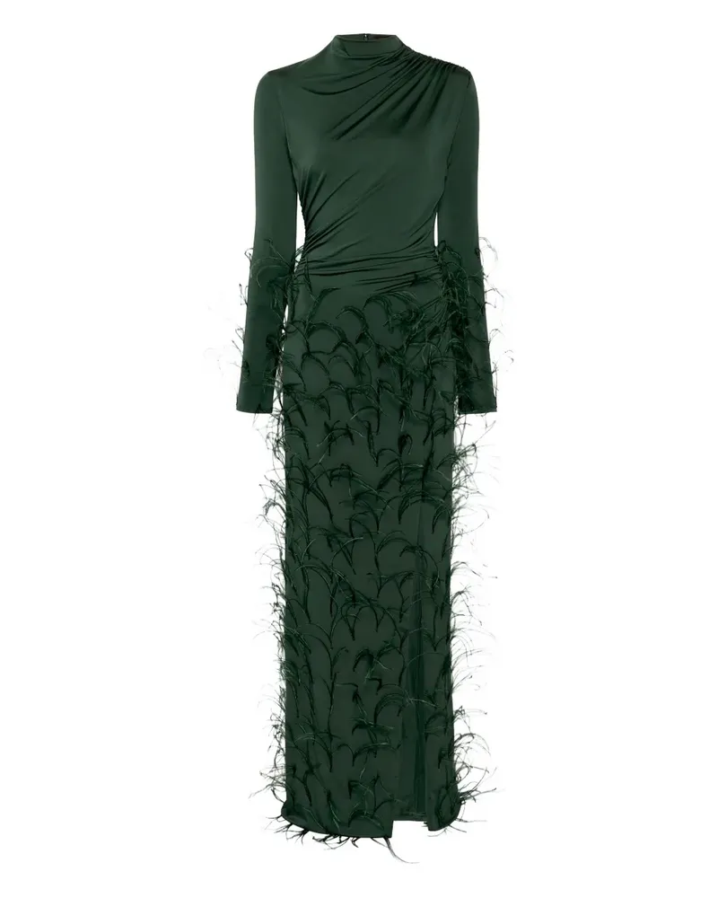 LAPOINTE Jersey-Maxikleid mit Federn - Grün Grün