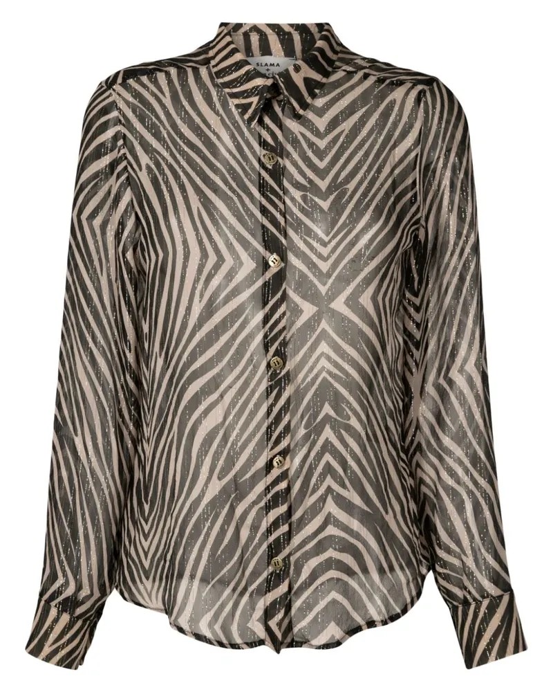 Amir Slama Seidenhemd mit Zebra-Print - Schwarz Schwarz