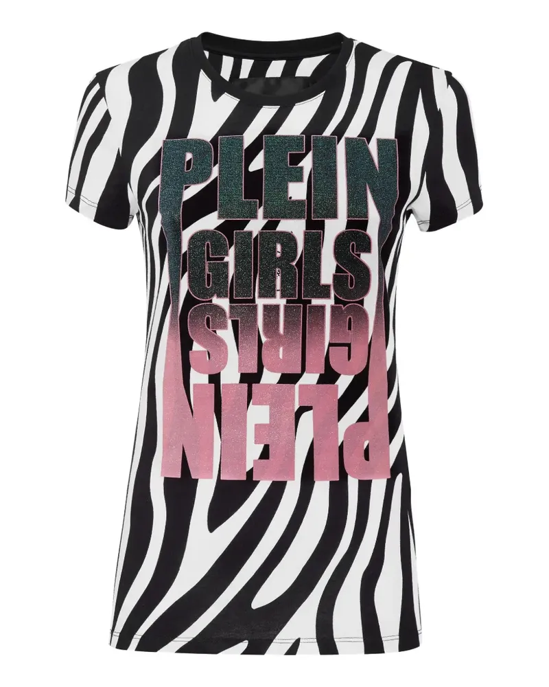 Philipp Plein zebra-print round-neck T-shirt - Schwarz Schwarz