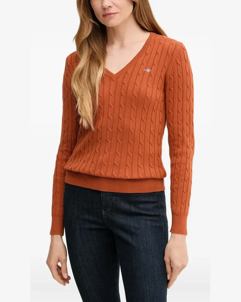Gant cable-knit V-neck sweater - Orange Orange