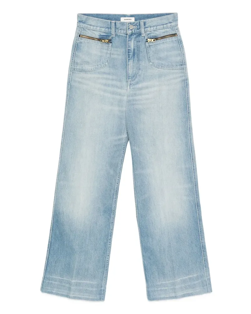 Sandro Gerade High-Waist-Jeans mit Reißverschluss - Blau Blau