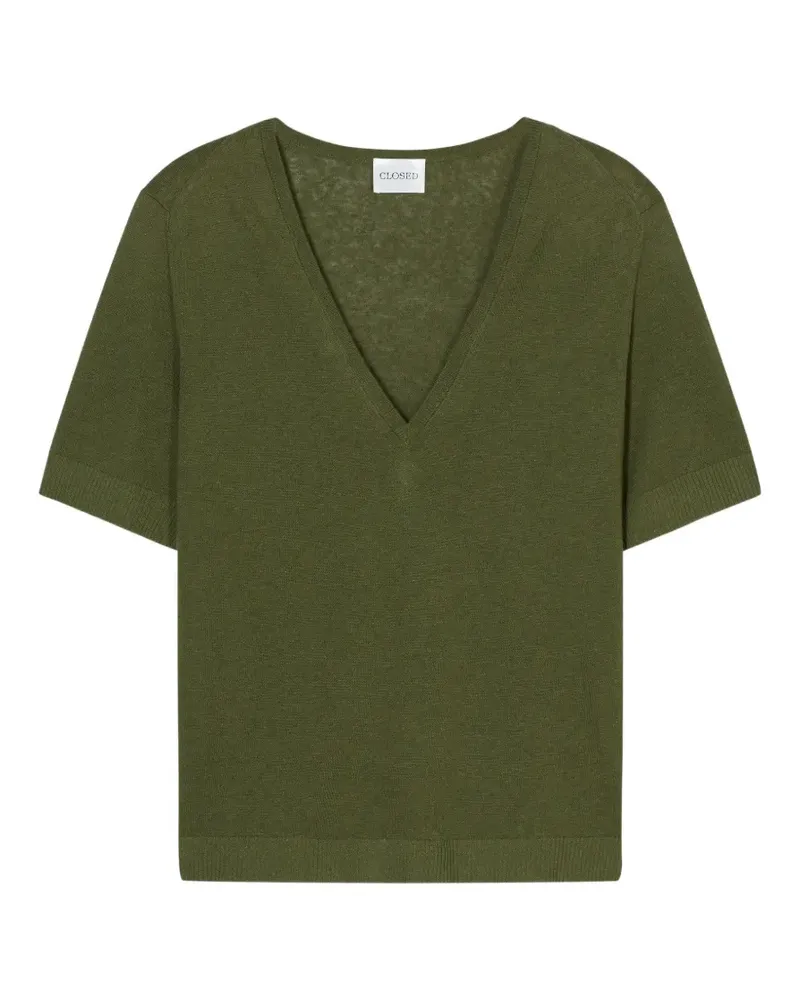 Closed Kurzärmeliger Pullover mit V-Ausschnitt - Grün Grün
