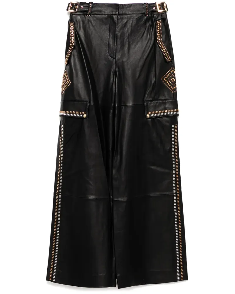 Camilla Utility-Hose aus Leder - Schwarz Schwarz