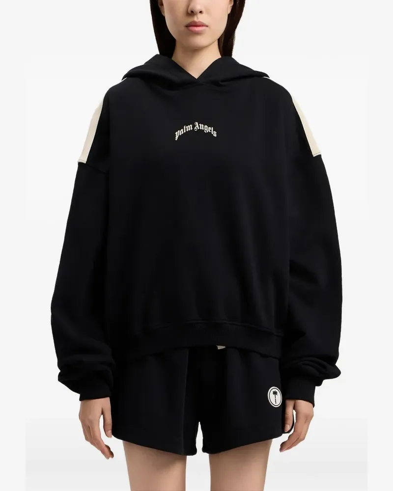 Palm Angels Hoodie mit gebogenem Logo - Schwarz Schwarz