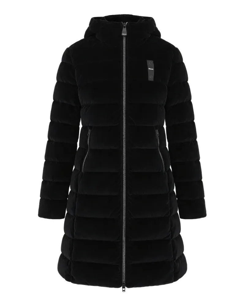 Blauer quilted velvet-effect coat - Schwarz Schwarz