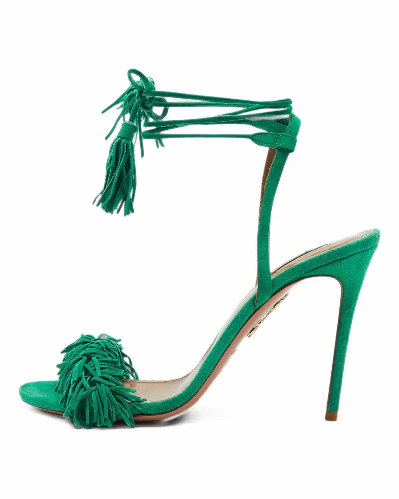 Aquazzura Wild Thing Sandalen mit Fransen - Grün Grün