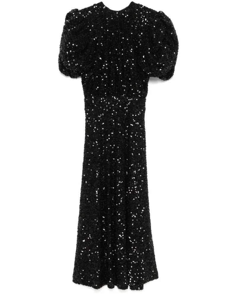 ROTATE Birger Christensen Midikleid mit Pailletten - Schwarz Schwarz
