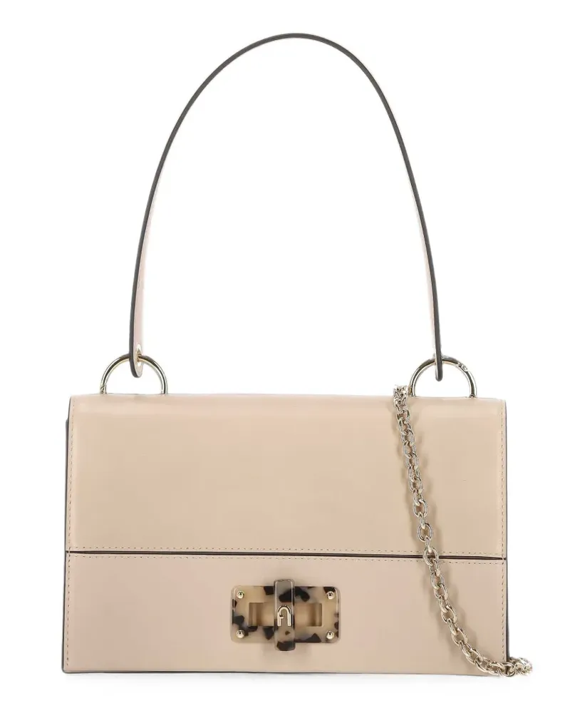 Furla Schultertasche in Schildpattoptik mit Logo-Schild - Nude Nude