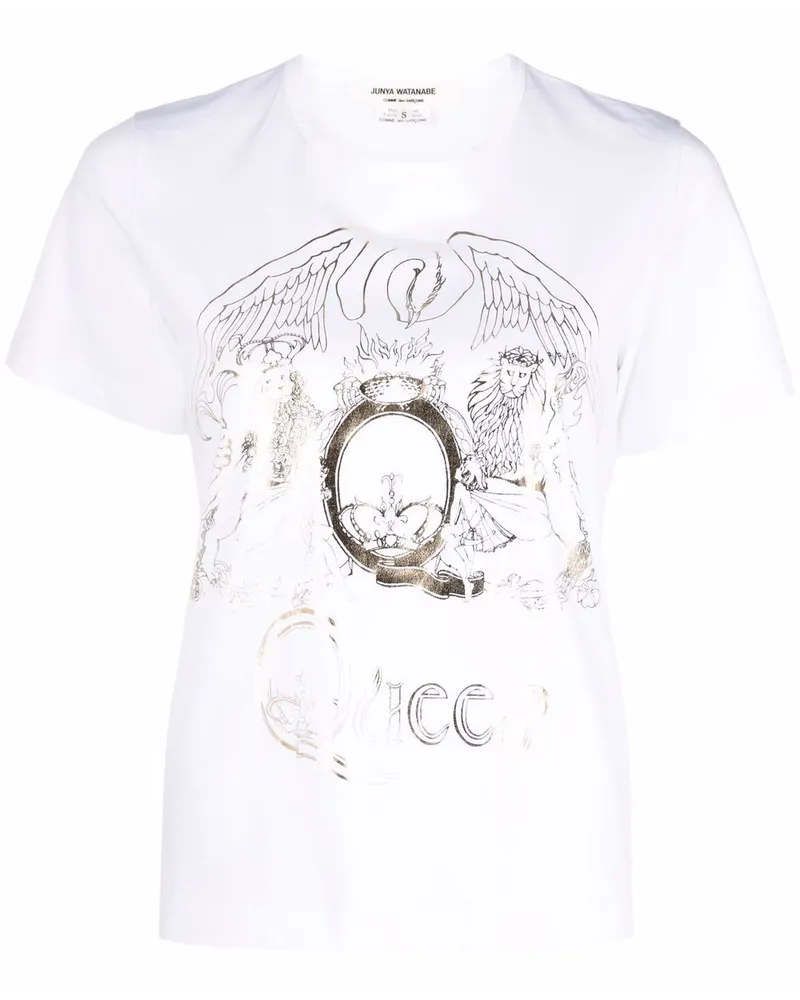 Junya Watanabe T-Shirt mit grafischem Print Weiß