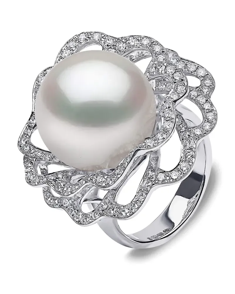 YOKO London 18kt Weißgoldring mit Südseeperlen und Diamanten - Silber Silber