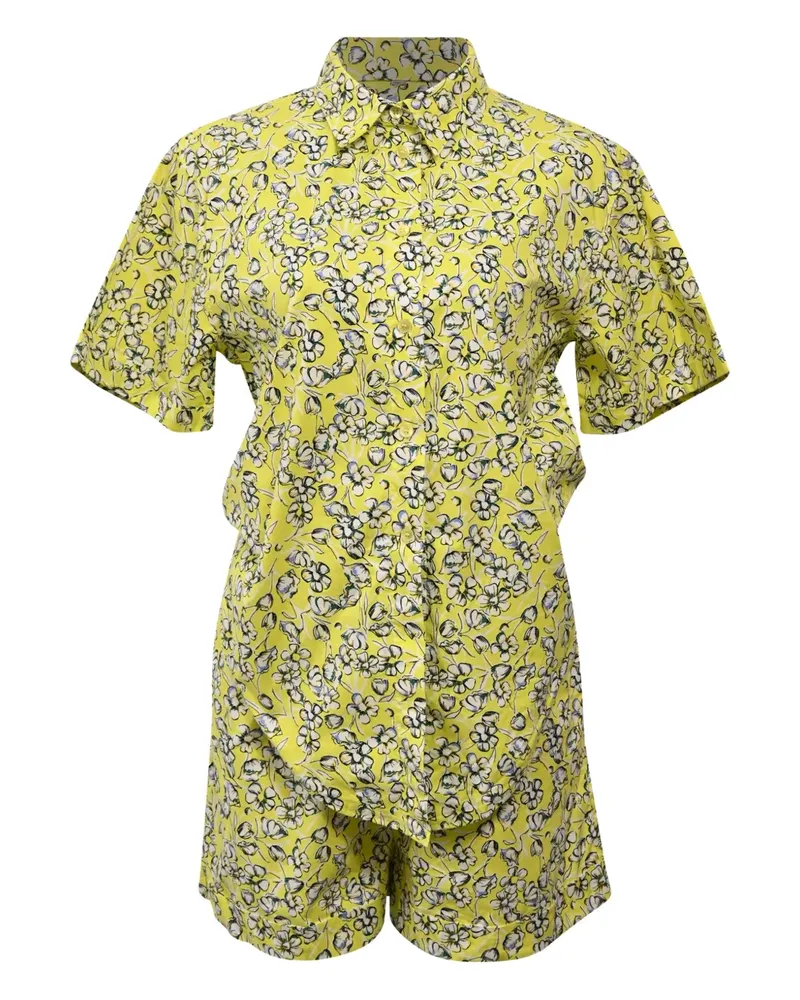 MAX&Co. floral-printed shirt and shorts set - Gelb Gelb