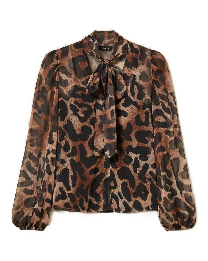 Twin-Set Voile Hemd mit Animal-Print - Braun Braun