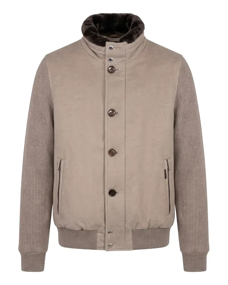 MOORER Levion-B5L faux-fur collar jacket - Braun Braun