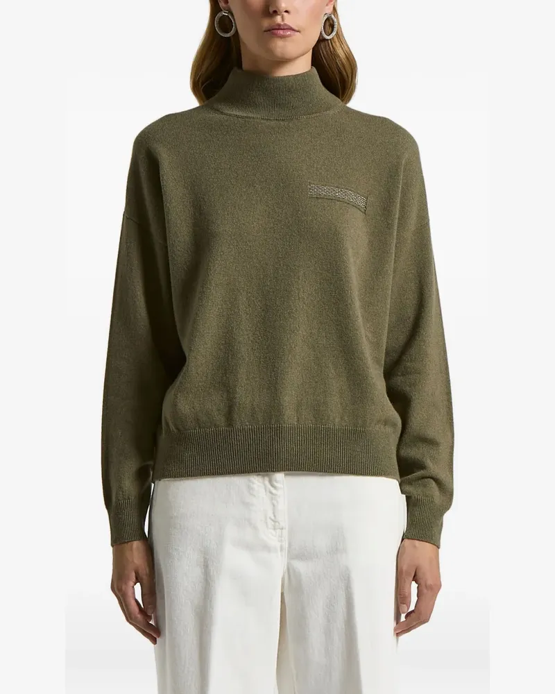 Peserico Verzierter Pullover mit Stehkragen - Grün Grün