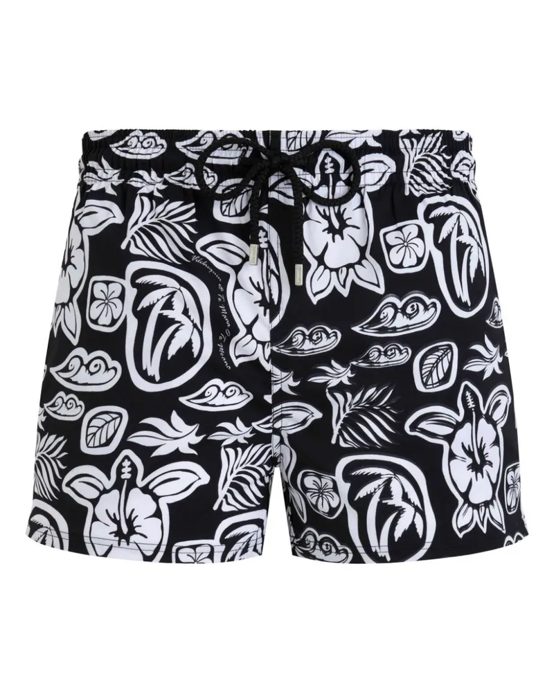Vilebrequin Badeshorts mit Tahiti Turtles-Print - Schwarz Schwarz