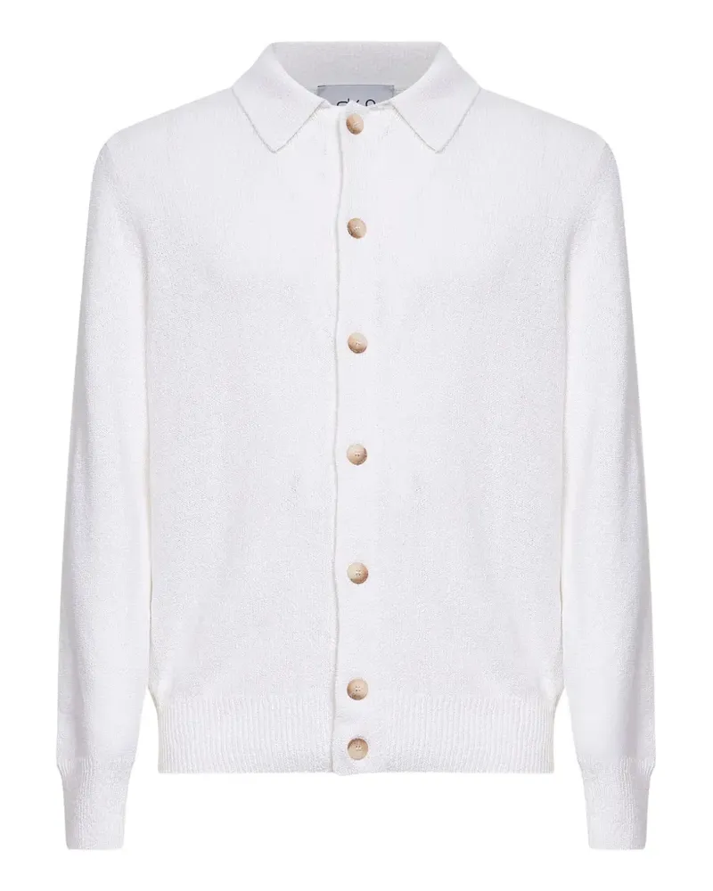 D4.0 button collar knitted top - Weiß Weiß