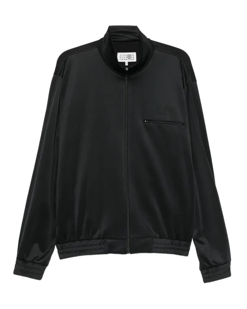 Maison Margiela logo-embroidered zip-up sweatshirt - Schwarz Schwarz