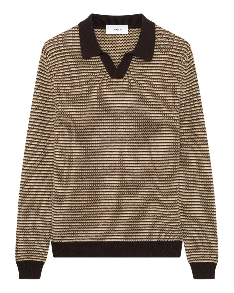 LARDINI striped long-sleeve polo shirt - Nude Nude