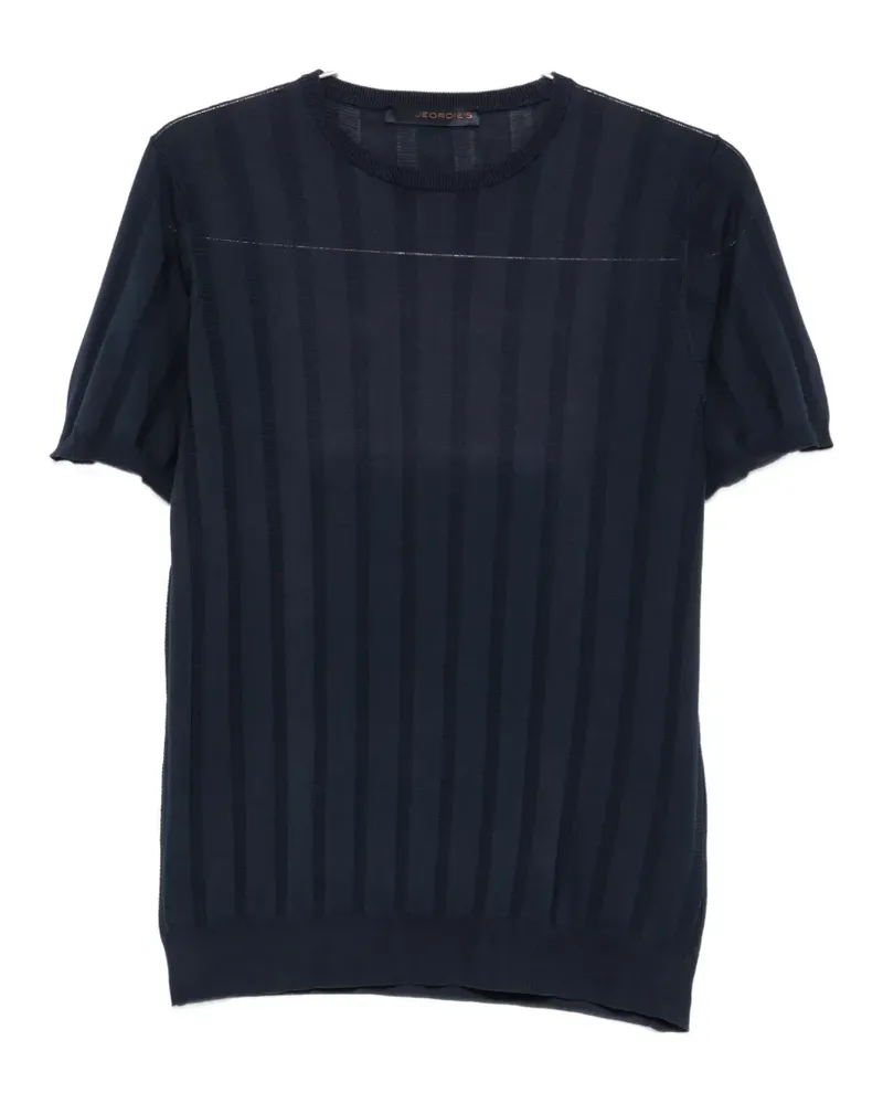 Jeordie's knitted short-sleeve cotton T-shirt - Blau Blau