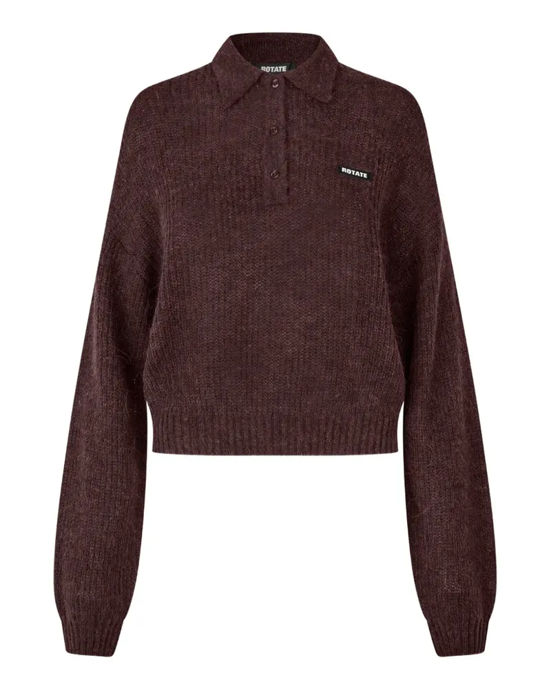 ROTATE Birger Christensen Flauschiges Strick-Poloshirt - Braun Braun