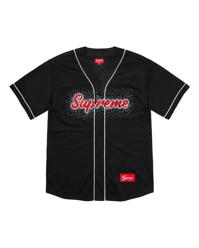 Supreme Being rhinestone-embellished baseball shirt - Schwarz Schwarz