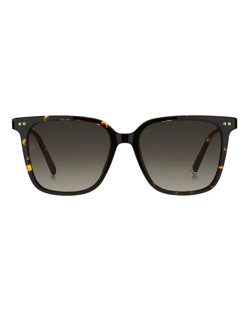 Tommy Hilfiger Eckige Sonnenbrille in Schildpattoptik - Schwarz Schwarz