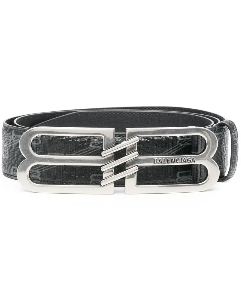 Balenciaga BB Signature Gürtel aus beschichtetem Canvas mit BB-Monogramm - Schwarz Schwarz