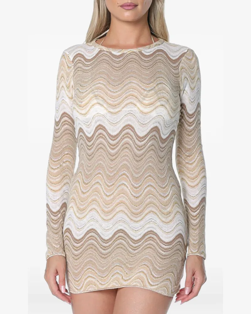MC2 Saint Barth short Imany dress in brown degradé raschel fabric - Nude Nude