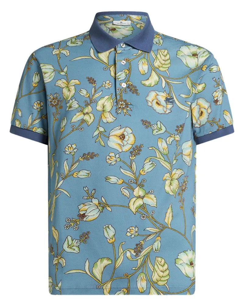 Etro Poloshirt mit Blumenmuster - Blau Blau