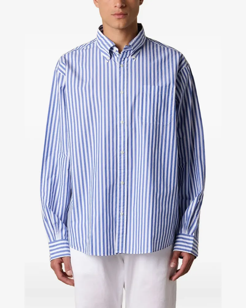 Brooks Brothers Gestreiftes Hemd mit Knopfleiste - Blau Blau