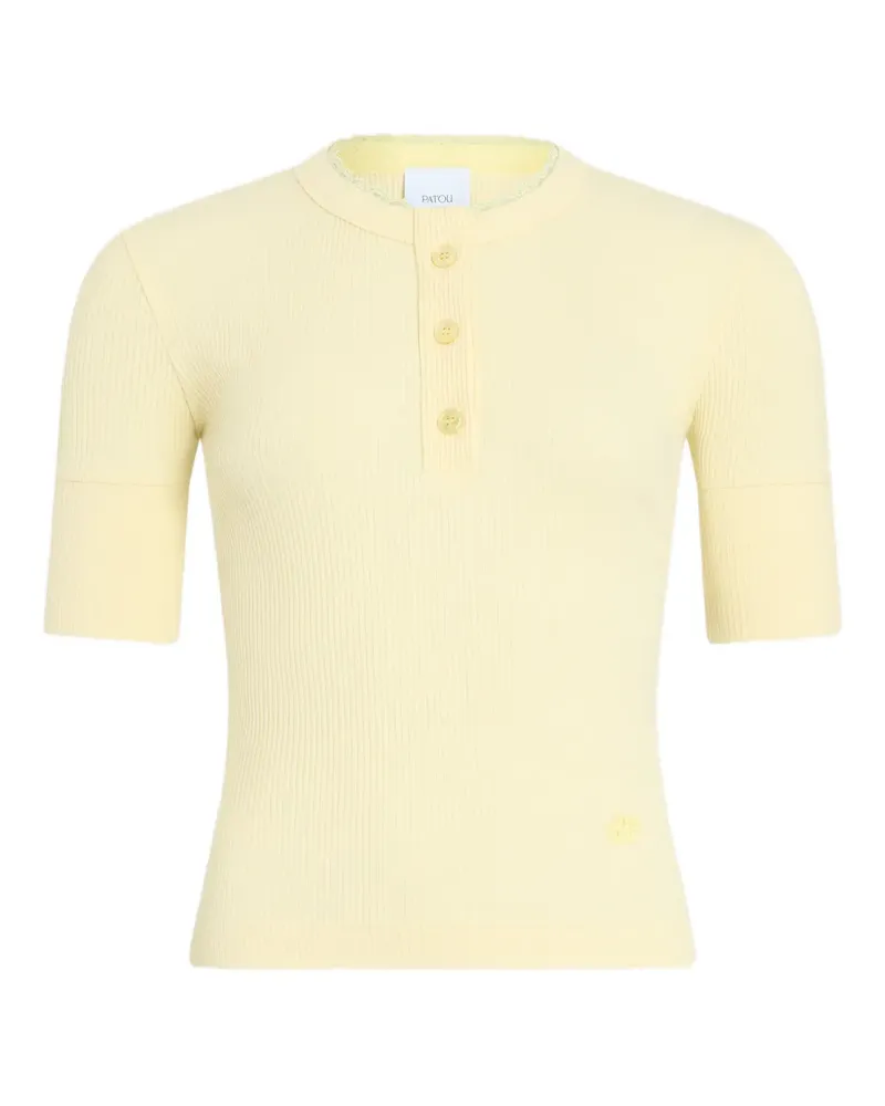 Patou Geripptes T-Shirt mit Knöpfen - Gelb Gelb