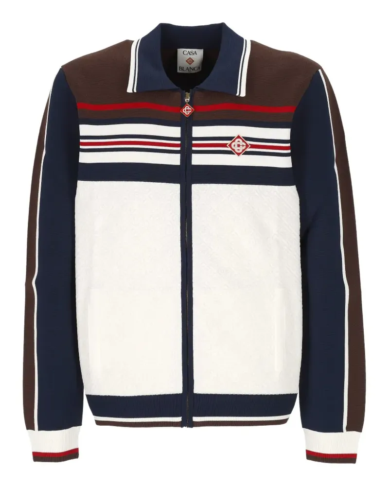 Casablanca Paris Café Culture Pullover mit Reißverschluss - Weiß Weiß
