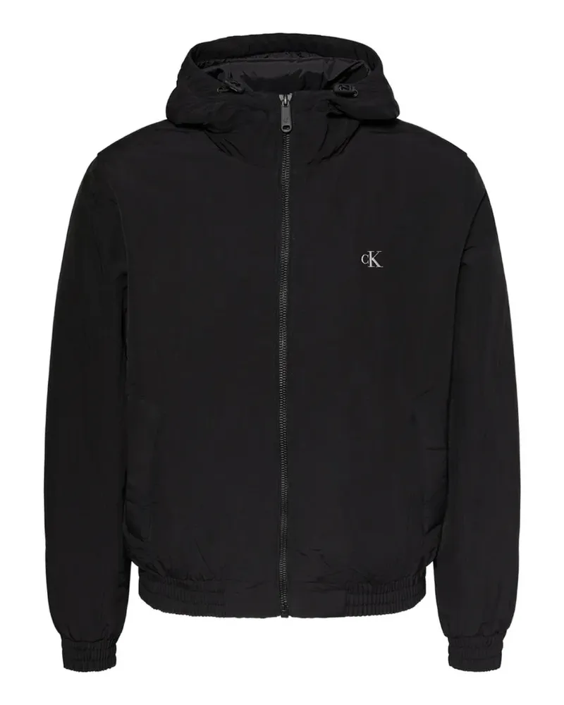 Calvin Klein logo-embroidered hooded jacket - Schwarz Schwarz