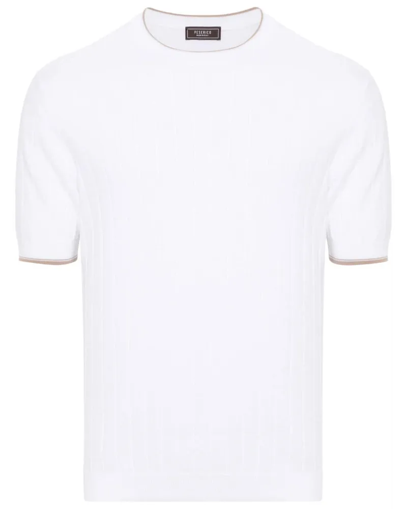 Peserico Geripptes T-Shirt Weiß