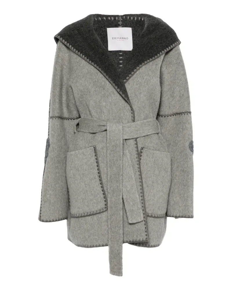 Ermanno Scervino Bestickter Oversized-Mantel mit Gürtel - Grau Grau