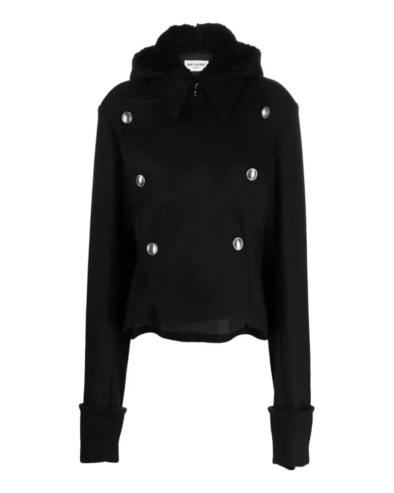 Saint Laurent Military-Jacke mit abnehmbarer Kapuze - Schwarz Schwarz