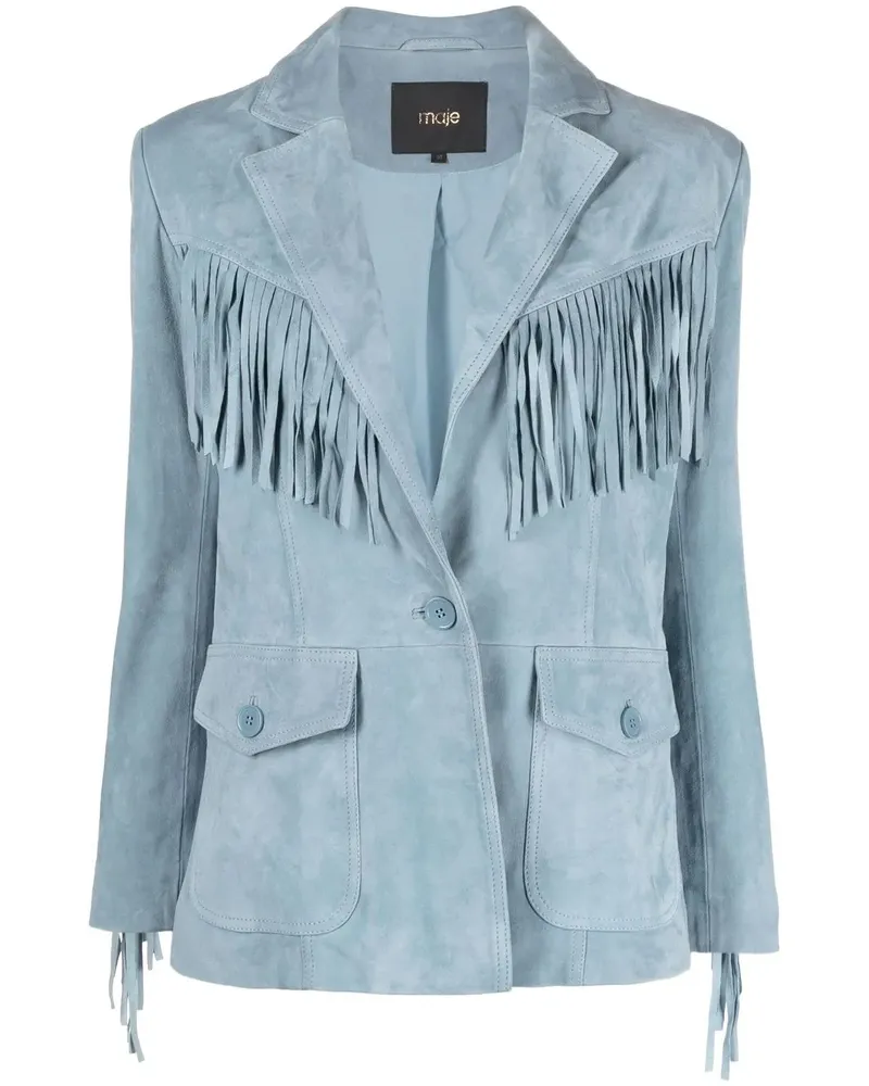 Maje Jacke mit Fransen - Blau Blau