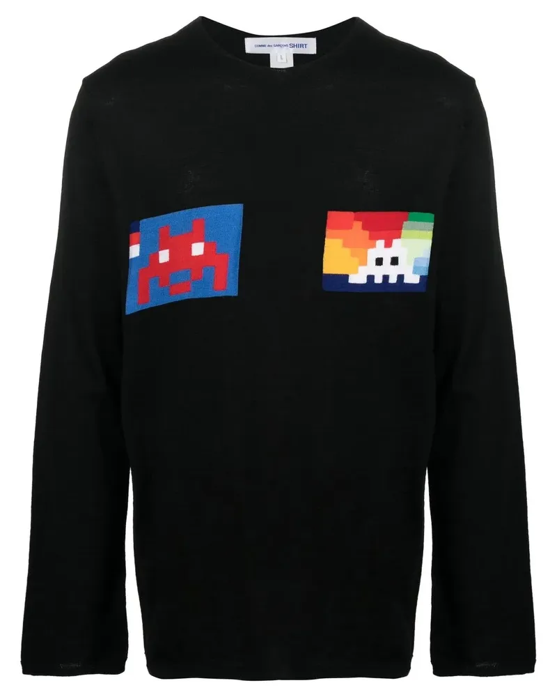 Comme des Garçons Space Invaders Pullover - Schwarz Schwarz
